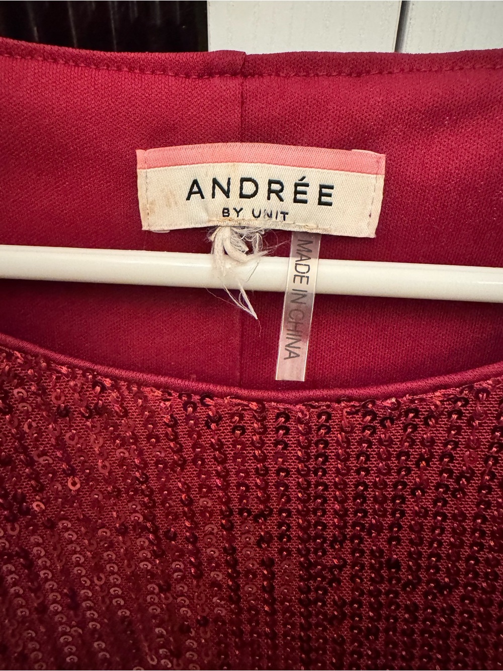 Andree Red Sequin Long Sleeve Dress - Picture 2 of 4